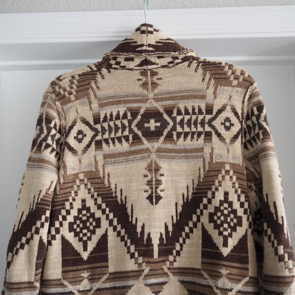 Rare! Ralph Lauren Blue Label Aztec Print Navajo Men's Cardigan Sweater Size M - Picture 7 of 12